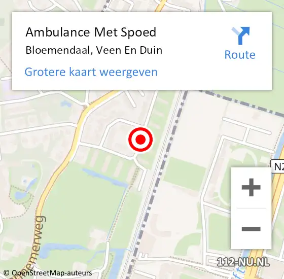 Locatie op kaart van de 112 melding: Ambulance Met Spoed Naar Bloemendaal, Veen En Duin op 2 april 2021 16:26