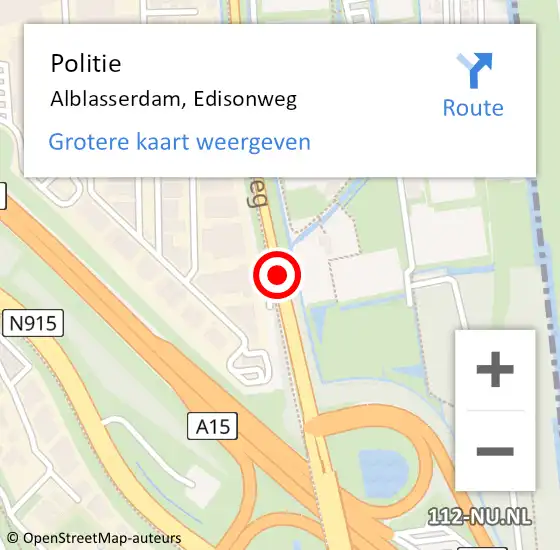 Locatie op kaart van de 112 melding: Politie Alblasserdam, Edisonweg op 3 april 2021 17:37