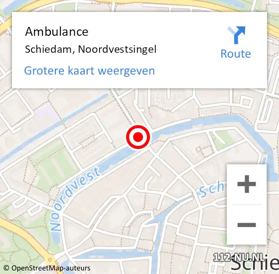 Locatie op kaart van de 112 melding: Ambulance Schiedam, Noordvestsingel op 3 april 2021 20:42