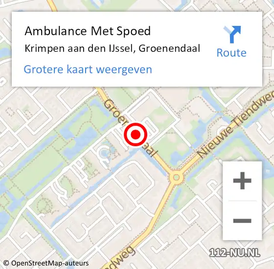 Locatie op kaart van de 112 melding: Ambulance Met Spoed Naar Krimpen aan den IJssel, Groenendaal op 4 april 2021 09:20