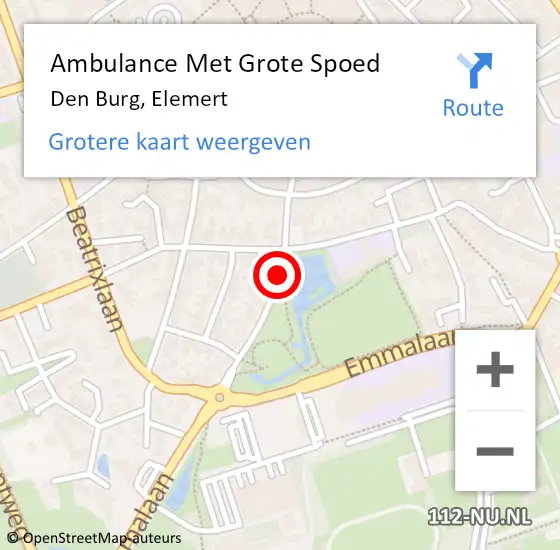 Locatie op kaart van de 112 melding: Ambulance Met Grote Spoed Naar Den Burg, Elemert op 4 april 2021 15:47