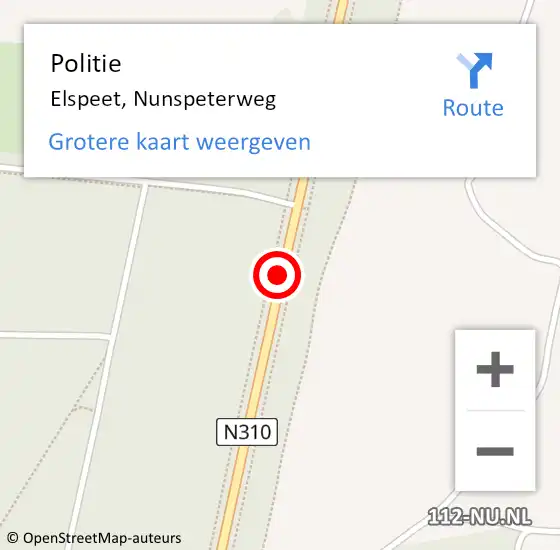 Locatie op kaart van de 112 melding: Politie Elspeet, Nunspeterweg op 5 april 2021 06:56