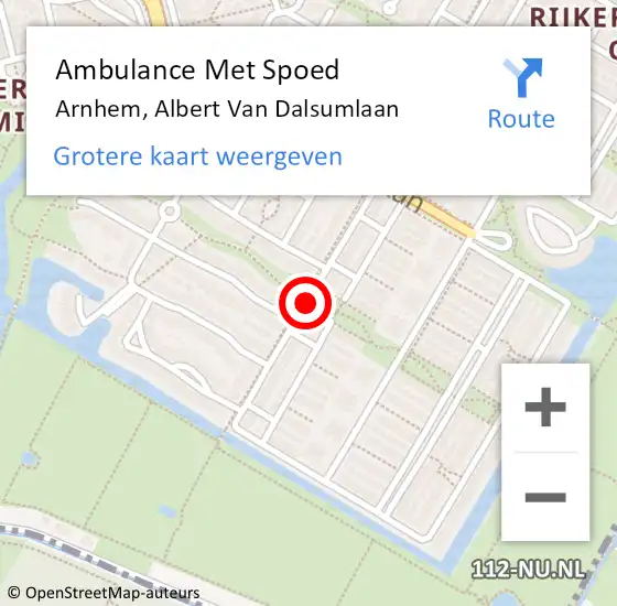 Locatie op kaart van de 112 melding: Ambulance Met Spoed Naar Arnhem, Albert Van Dalsumlaan op 5 april 2021 17:49