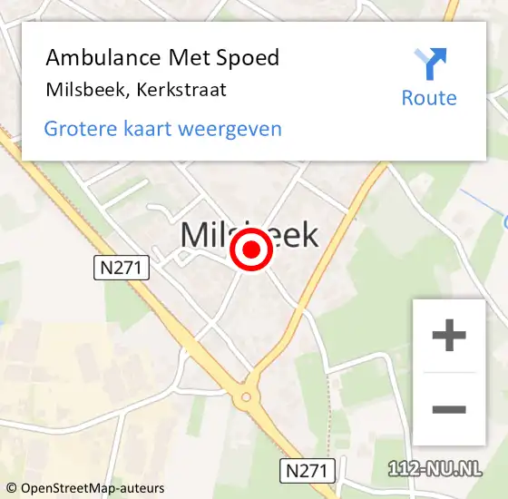 Locatie op kaart van de 112 melding: Ambulance Met Spoed Naar Milsbeek, Kerkstraat op 6 april 2021 01:19