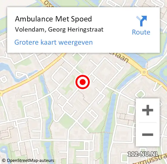 Locatie op kaart van de 112 melding: Ambulance Met Spoed Naar Volendam, Georg Heringstraat op 6 april 2021 09:48