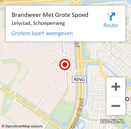 Locatie op kaart van de 112 melding: Brandweer Met Grote Spoed Naar Lelystad, Schoepenweg op 6 april 2021 12:03