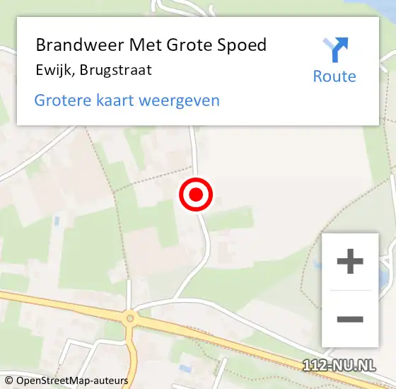 Locatie op kaart van de 112 melding: Brandweer Met Grote Spoed Naar Ewijk, Brugstraat op 6 april 2021 14:00