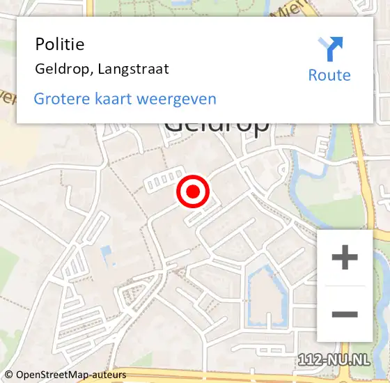 Locatie op kaart van de 112 melding: Politie Geldrop, Langstraat op 6 april 2021 14:18