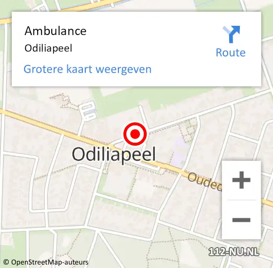 Locatie op kaart van de 112 melding: Ambulance Odiliapeel op 6 april 2021 14:55