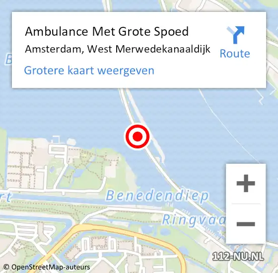 Locatie op kaart van de 112 melding: Ambulance Met Grote Spoed Naar Amsterdam, West Merwedekanaaldijk op 6 april 2021 17:01