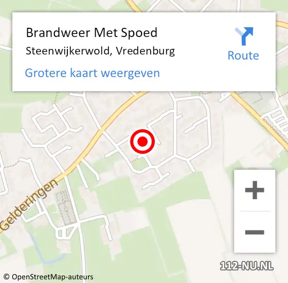 Locatie op kaart van de 112 melding: Brandweer Met Spoed Naar Steenwijkerwold, Vredenburg op 6 april 2021 19:26
