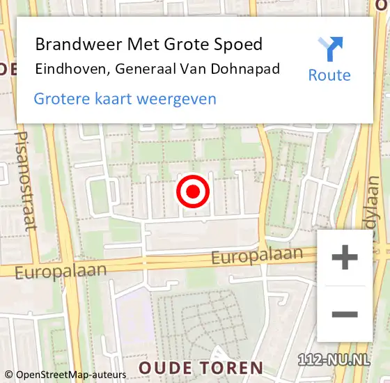 Locatie op kaart van de 112 melding: Brandweer Met Grote Spoed Naar Eindhoven, Generaal Van Dohnapad op 6 april 2021 23:43