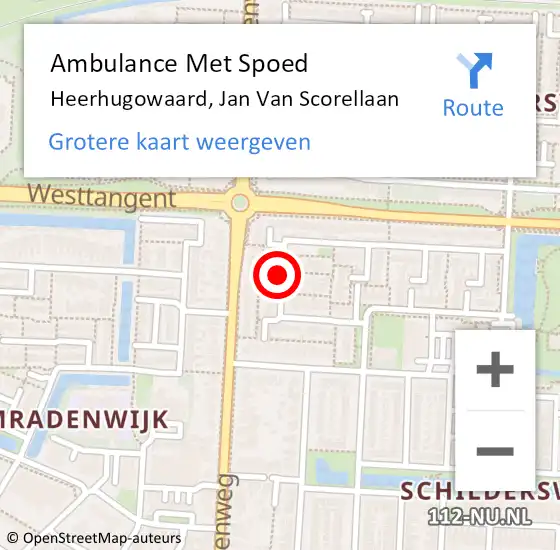 Locatie op kaart van de 112 melding: Ambulance Met Spoed Naar Heerhugowaard, Jan Van Scorellaan op 7 april 2021 14:23