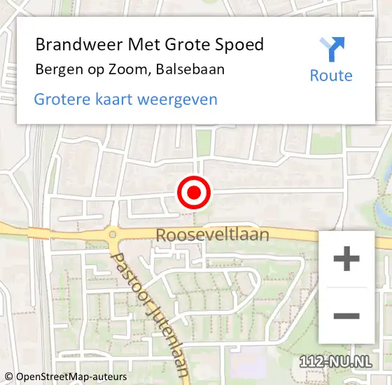 Locatie op kaart van de 112 melding: Brandweer Met Grote Spoed Naar Bergen op Zoom, Balsebaan op 7 april 2021 18:40