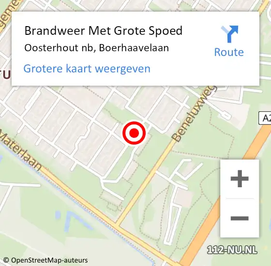 Locatie op kaart van de 112 melding: Brandweer Met Grote Spoed Naar Oosterhout nb, Boerhaavelaan op 7 april 2021 18:48