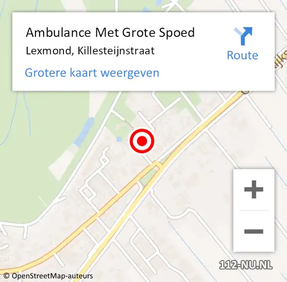 Locatie op kaart van de 112 melding: Ambulance Met Grote Spoed Naar Lexmond, Killesteijnstraat op 8 april 2021 11:07