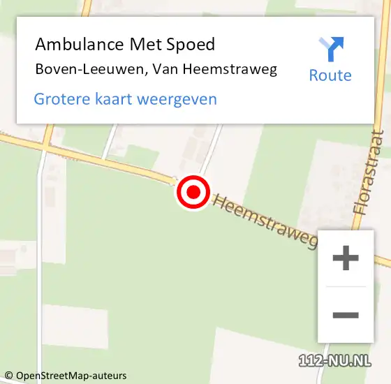 Locatie op kaart van de 112 melding: Ambulance Met Spoed Naar Boven-Leeuwen, Van Heemstraweg op 8 april 2021 14:02