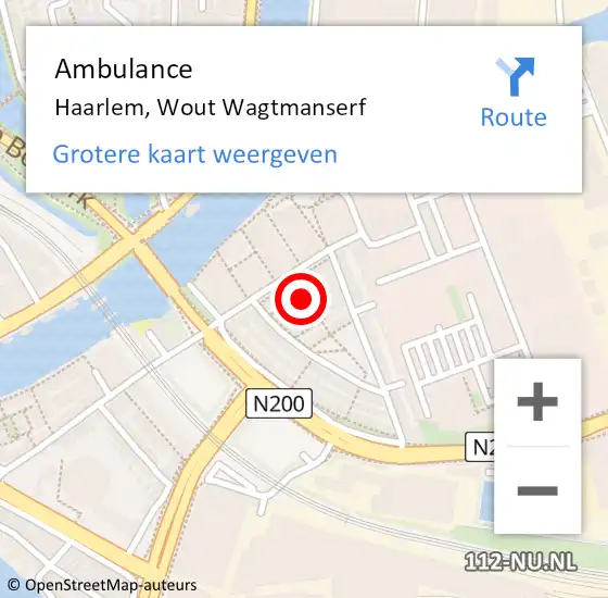 Locatie op kaart van de 112 melding: Ambulance Haarlem, Wout Wagtmanserf op 8 april 2021 14:41
