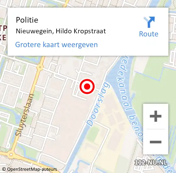 Locatie op kaart van de 112 melding: Politie Nieuwegein, Hildo Kropstraat op 8 april 2021 18:35