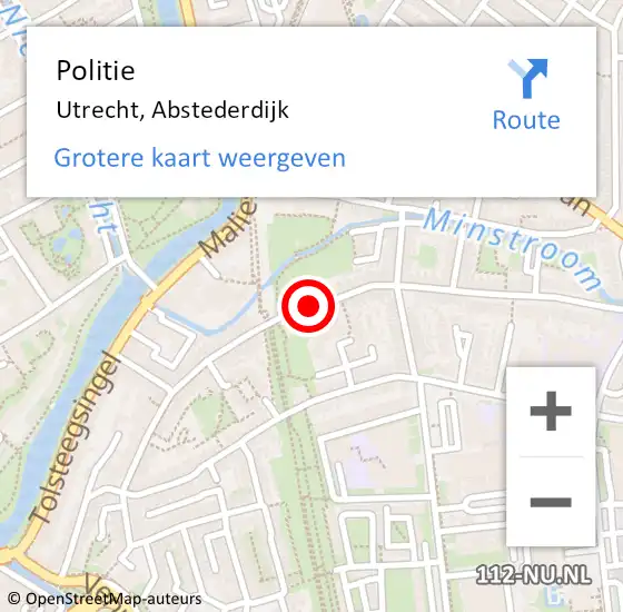 Locatie op kaart van de 112 melding: Politie Utrecht, Abstederdijk op 8 april 2021 19:21