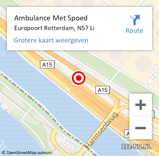 Locatie op kaart van de 112 melding: Ambulance Met Spoed Naar Europoort Rotterdam, N57 Li op 9 april 2021 13:42