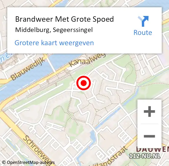 Locatie op kaart van de 112 melding: Brandweer Met Grote Spoed Naar Middelburg, Segeerssingel op 9 april 2021 15:06