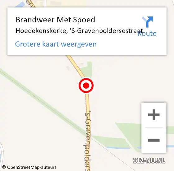 Locatie op kaart van de 112 melding: Brandweer Met Spoed Naar Hoedekenskerke, 'S-Gravenpoldersestraat op 9 april 2021 15:36