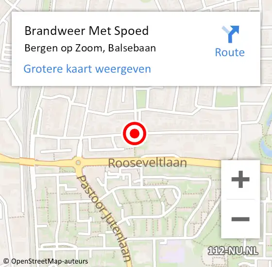 Locatie op kaart van de 112 melding: Brandweer Met Spoed Naar Bergen op Zoom, Balsebaan op 10 april 2021 11:41