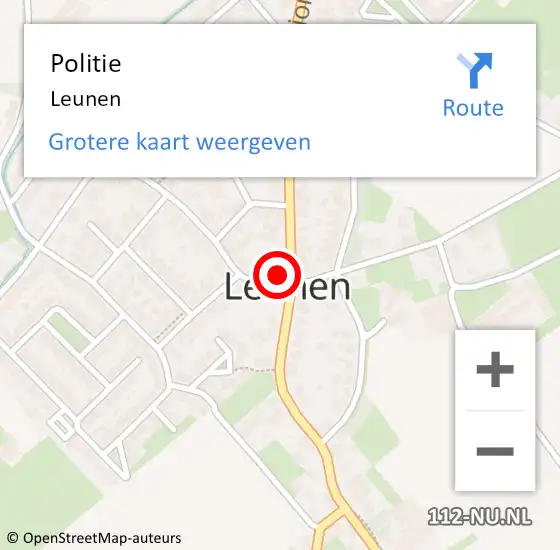 Locatie op kaart van de 112 melding: Politie Leunen op 10 april 2021 11:43