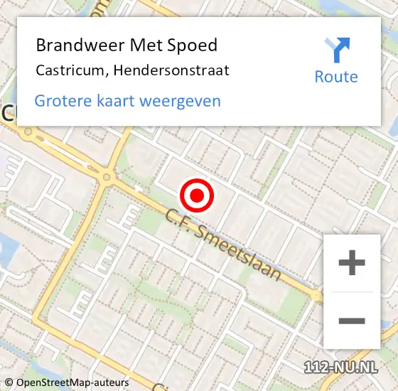 Locatie op kaart van de 112 melding: Brandweer Met Spoed Naar Castricum, Hendersonstraat op 11 april 2021 20:13