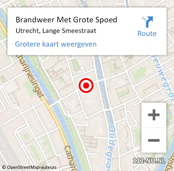 Locatie op kaart van de 112 melding: Brandweer Met Grote Spoed Naar Utrecht, Lange Smeestraat op 12 april 2021 10:42