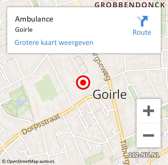 Locatie op kaart van de 112 melding: Ambulance Goirle op 12 april 2021 14:07