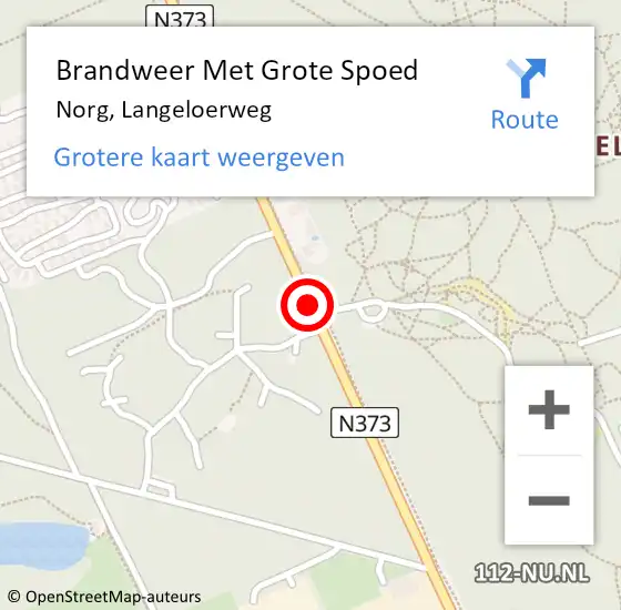 Locatie op kaart van de 112 melding: Brandweer Met Grote Spoed Naar Norg, Langeloerweg op 12 april 2021 14:58