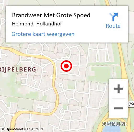 Locatie op kaart van de 112 melding: Brandweer Met Grote Spoed Naar Helmond, Hollandhof op 13 april 2021 02:50