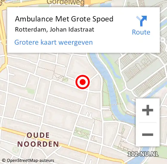 Locatie op kaart van de 112 melding: Ambulance Met Grote Spoed Naar Rotterdam, Johan Idastraat op 13 april 2021 23:13