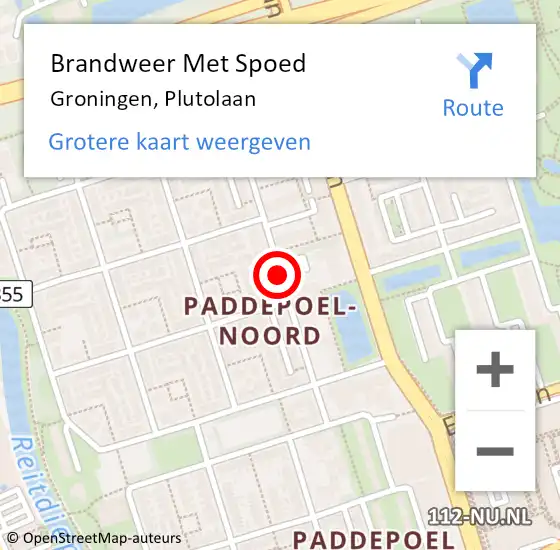Locatie op kaart van de 112 melding: Brandweer Met Spoed Naar Groningen, Plutolaan op 13 april 2021 23:57