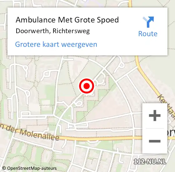 Locatie op kaart van de 112 melding: Ambulance Met Grote Spoed Naar Doorwerth, Richtersweg op 14 april 2021 00:35