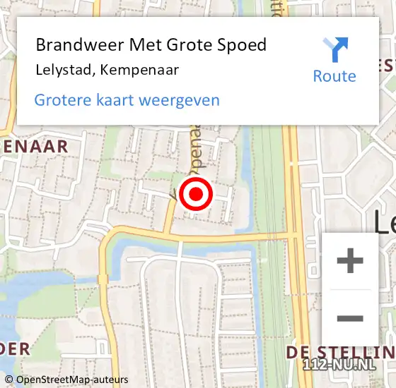 Locatie op kaart van de 112 melding: Brandweer Met Grote Spoed Naar Lelystad, Kempenaar op 14 april 2021 09:27