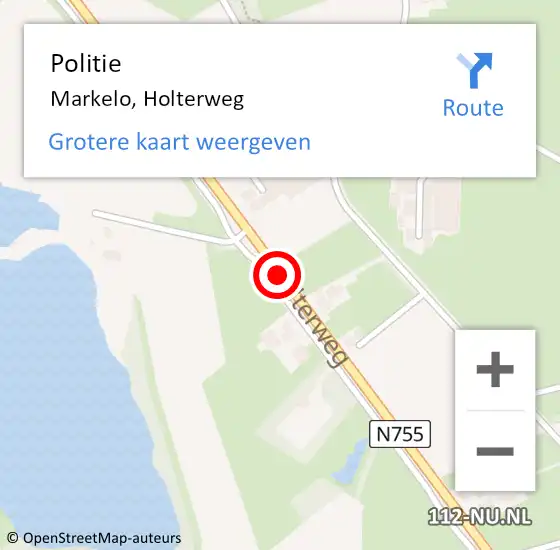 Locatie op kaart van de 112 melding: Politie Markelo, Holterweg op 14 april 2021 11:32