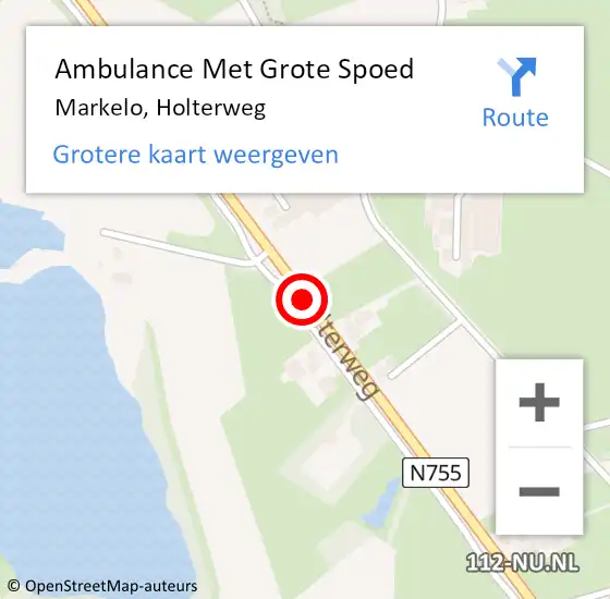 Locatie op kaart van de 112 melding: Ambulance Met Grote Spoed Naar Markelo, Holterweg op 14 april 2021 11:35