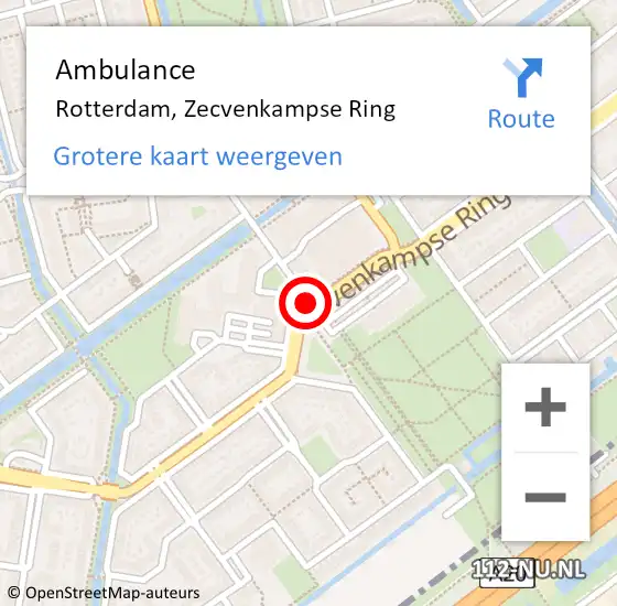 Locatie op kaart van de 112 melding: Ambulance Rotterdam, Zecvenkampse Ring op 14 april 2021 12:40