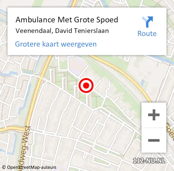 Locatie op kaart van de 112 melding: Ambulance Met Grote Spoed Naar Veenendaal, David Tenierslaan op 14 april 2021 13:52