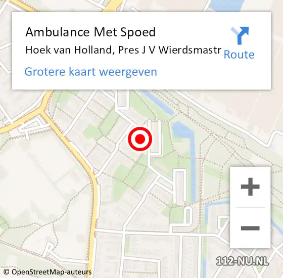 Locatie op kaart van de 112 melding: Ambulance Met Spoed Naar Hoek van Holland, Pres J V Wierdsmastr op 14 april 2021 19:59