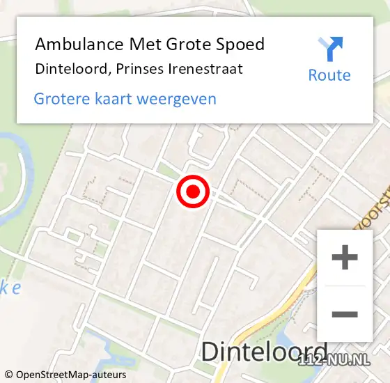 Locatie op kaart van de 112 melding: Ambulance Met Grote Spoed Naar Dinteloord, Prinses Irenestraat op 14 april 2021 20:39
