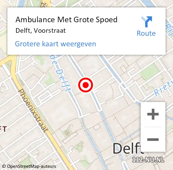 Locatie op kaart van de 112 melding: Ambulance Met Grote Spoed Naar Delft, Voorstraat op 14 april 2021 21:22
