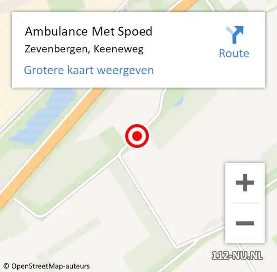 Locatie op kaart van de 112 melding: Ambulance Met Spoed Naar Zevenbergen, Keeneweg op 7 juni 2014 20:39