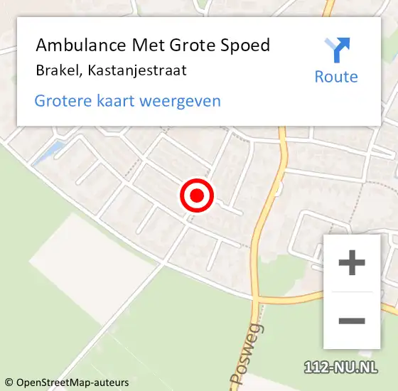 Locatie op kaart van de 112 melding: Ambulance Met Grote Spoed Naar Brakel, Kastanjestraat op 15 april 2021 00:39