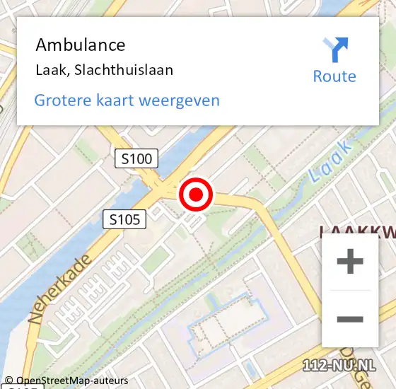 Locatie op kaart van de 112 melding: Ambulance Laak, Slachthuislaan op 15 april 2021 13:59