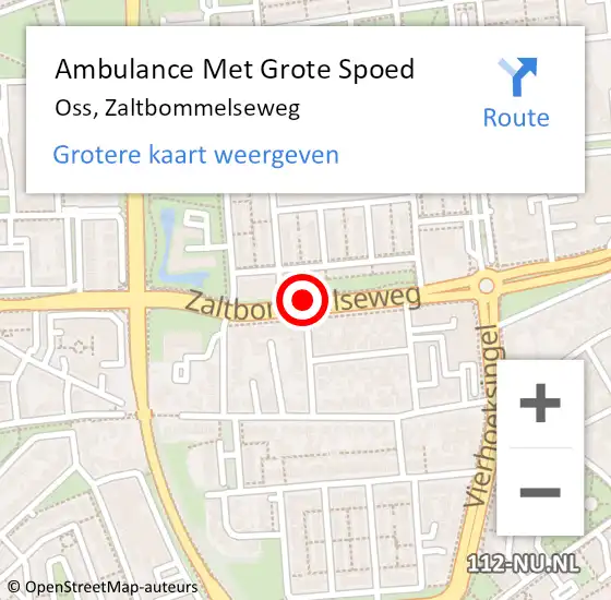 Locatie op kaart van de 112 melding: Ambulance Met Grote Spoed Naar Oss, Zaltbommelseweg op 15 april 2021 15:34