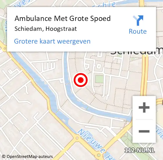 Locatie op kaart van de 112 melding: Ambulance Met Grote Spoed Naar Schiedam, Hoogstraat op 15 april 2021 17:38